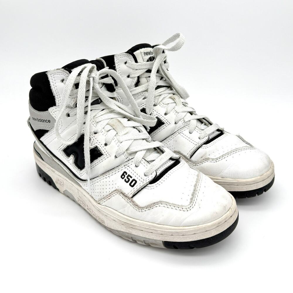 New Balance 650R Leather High Top Sneakers White Black Men's 7 Women's 8.5 Retro